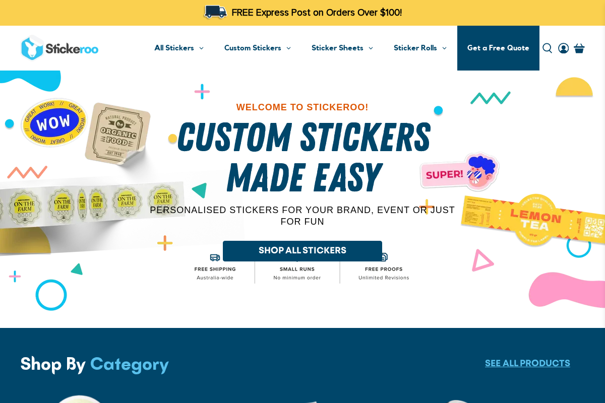 Stickeroo homepage screenshot