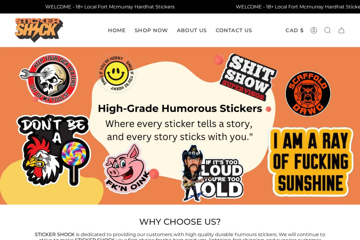 stickershock.ca homepage screenshot