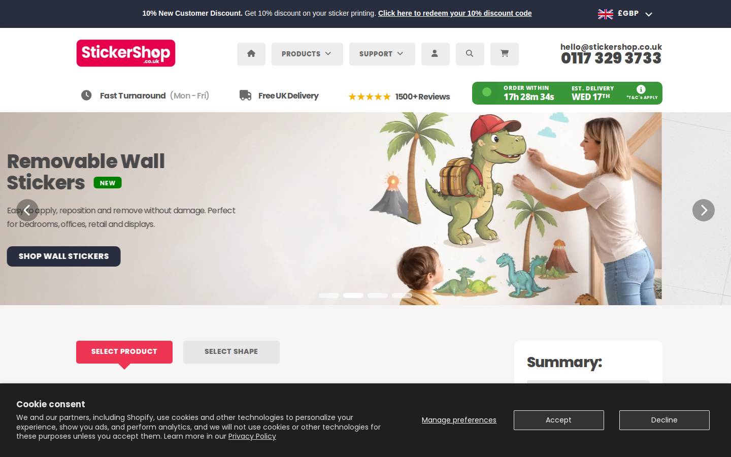 StickerShop homepage screenshot