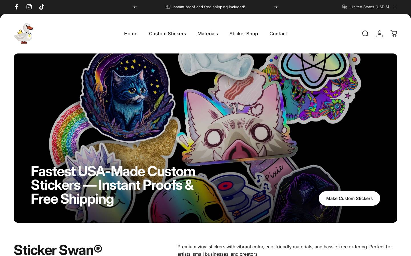 Sticker Swan® homepage screenshot