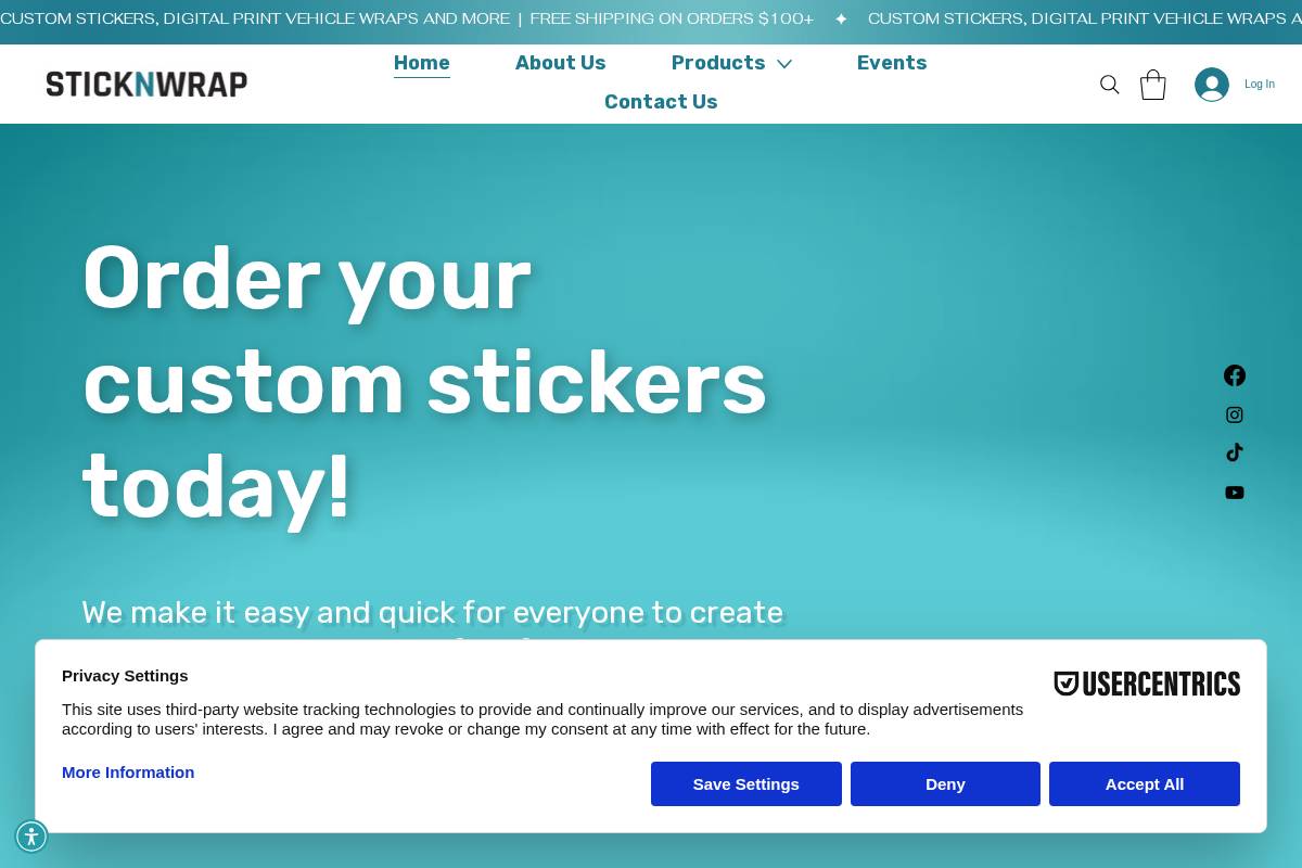 sticknwrap.com homepage screenshot
