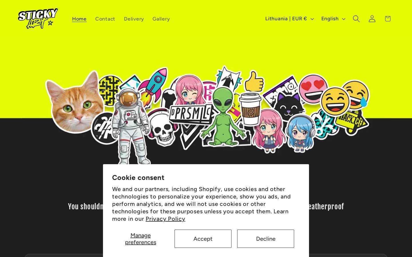 stickyart.eu homepage screenshot