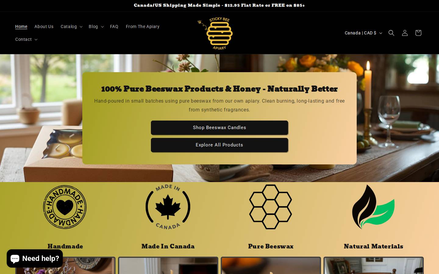 stickybeeapiary.com homepage screenshot