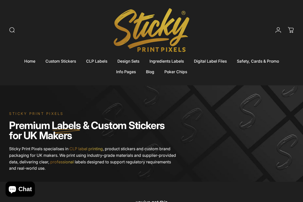 Sticky Print Pixels homepage screenshot