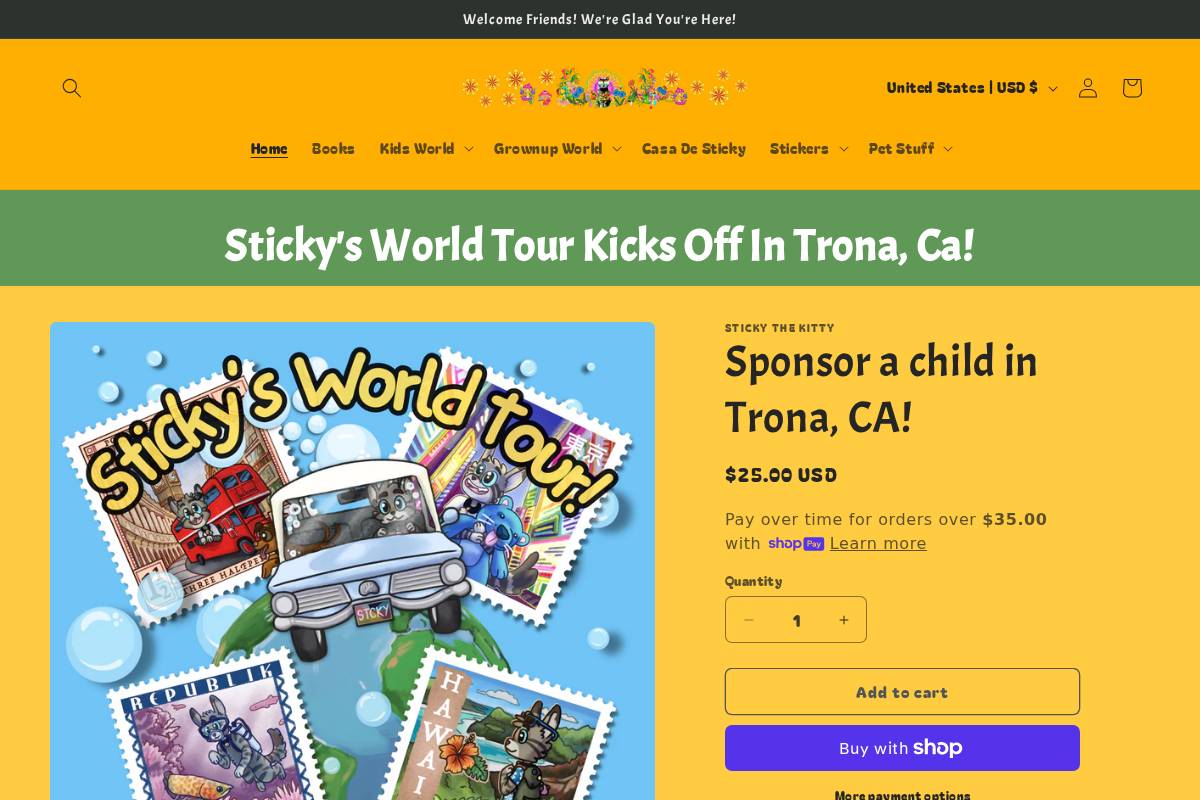 stickythekitty.com homepage screenshot