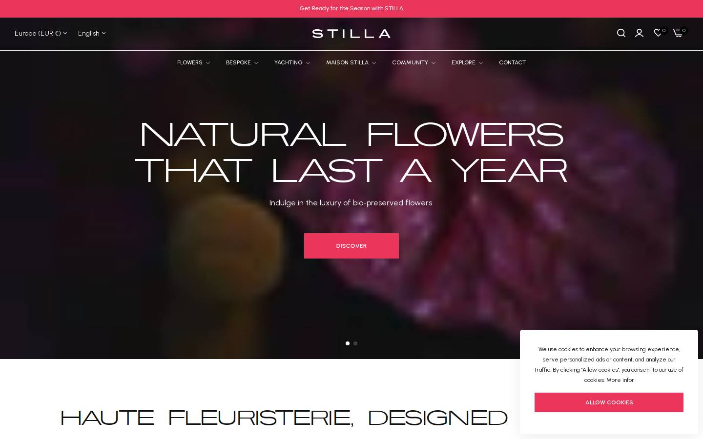 Stillaflowers homepage screenshot
