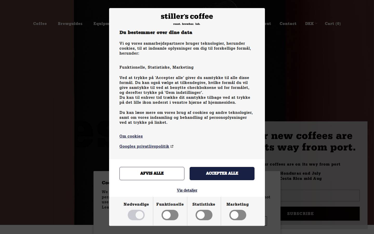 Stillerscoffee homepage screenshot