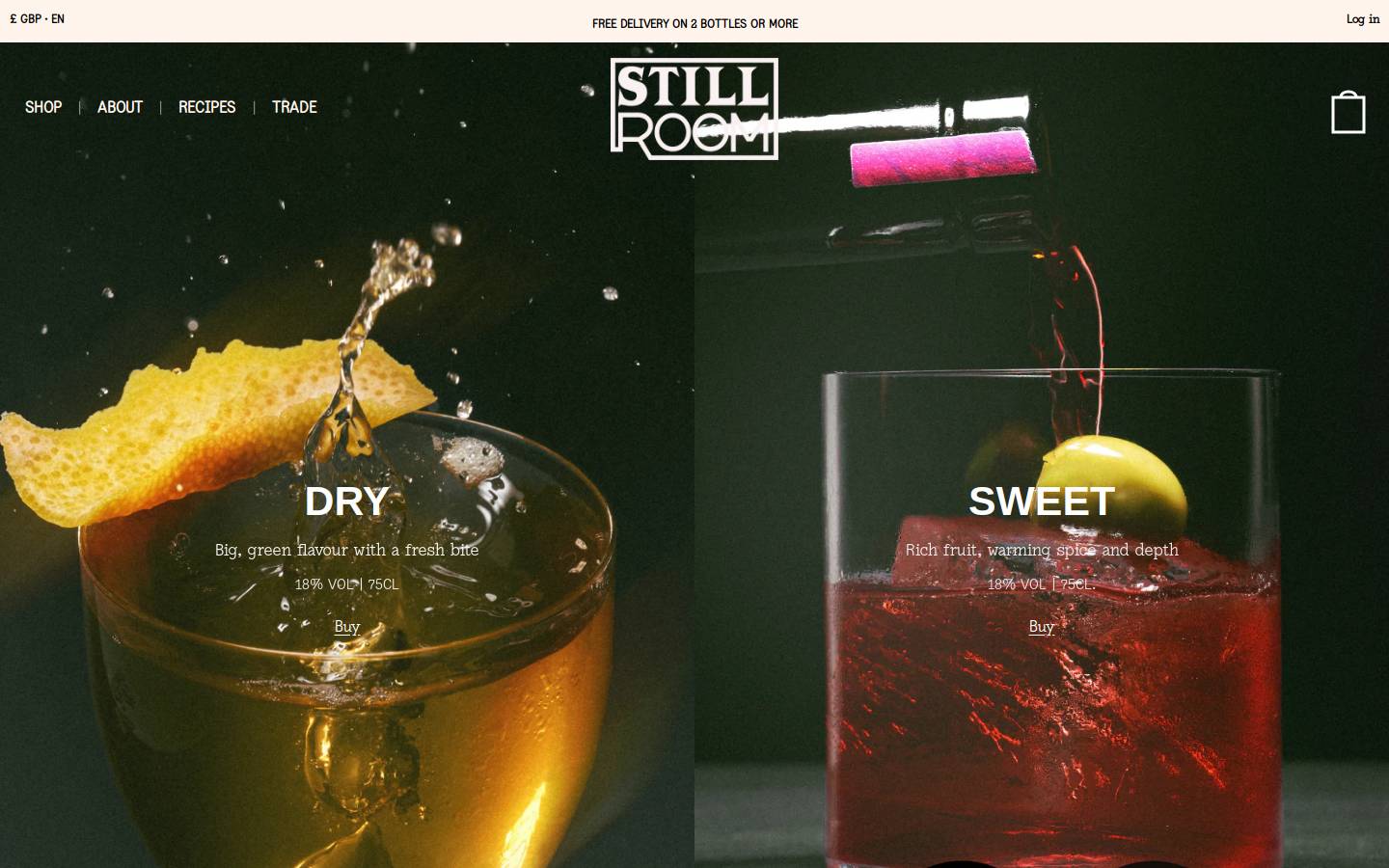 stillroomdrinks.com homepage screenshot
