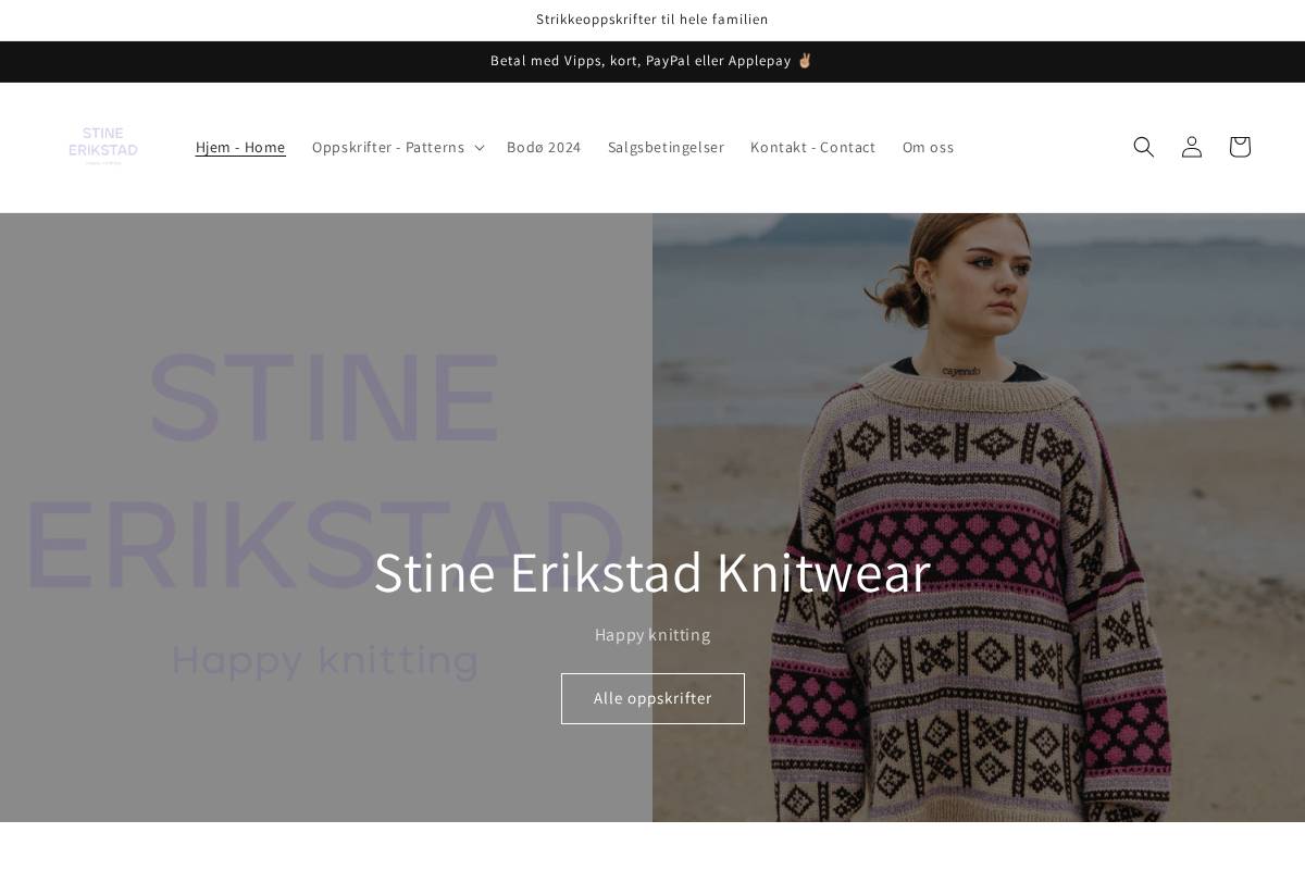 stineerikstadknitwear.com homepage screenshot