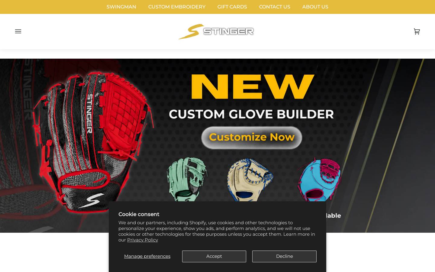 stingersportsgear.com homepage screenshot