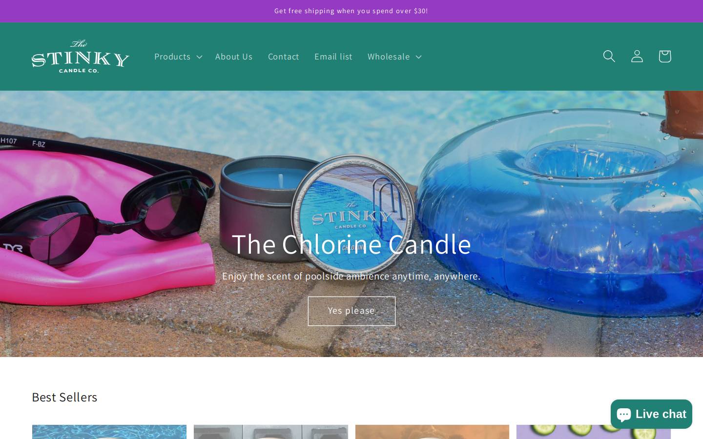 stinkycandlecompany.com homepage screenshot