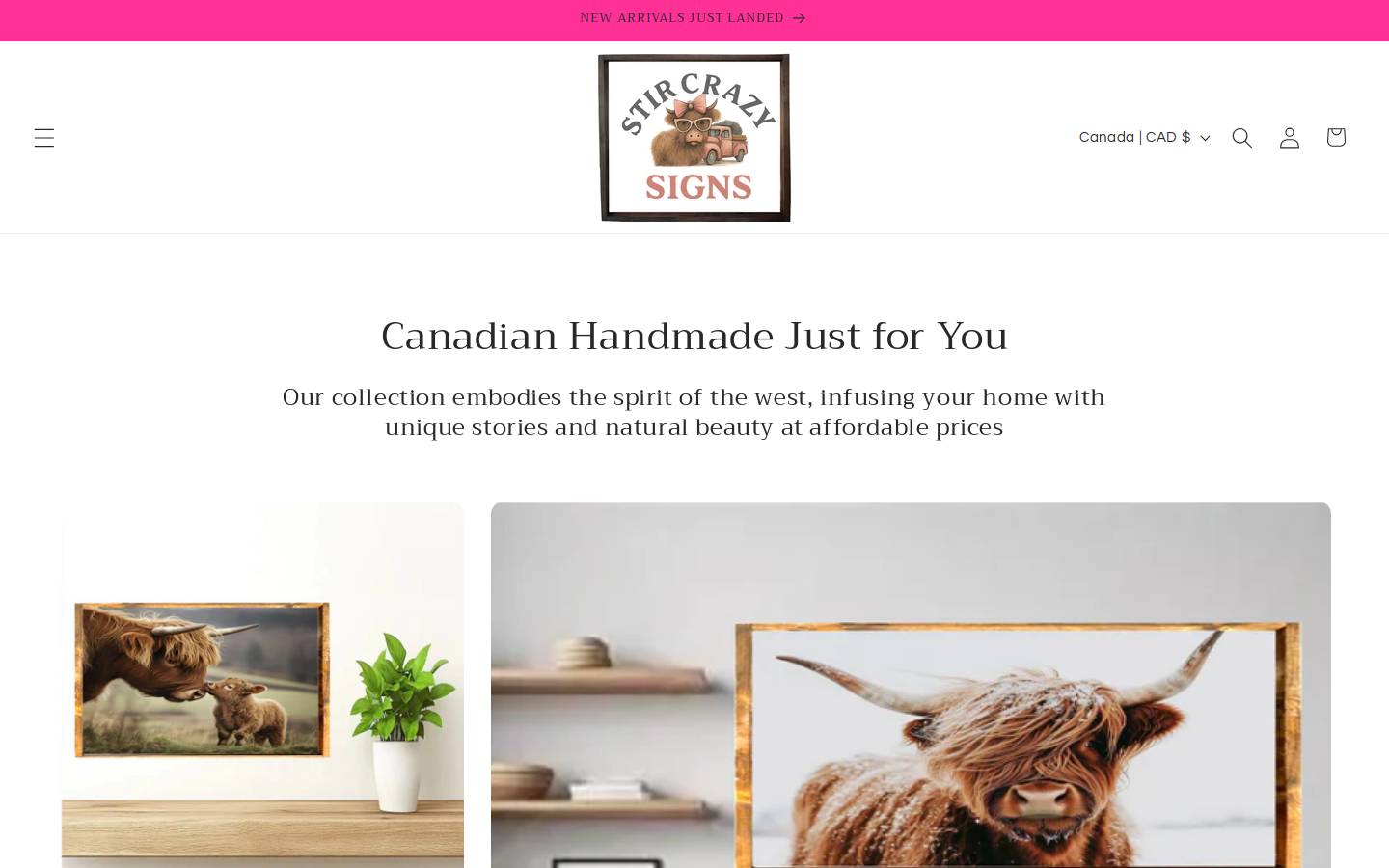 stircrazysigns.com homepage screenshot