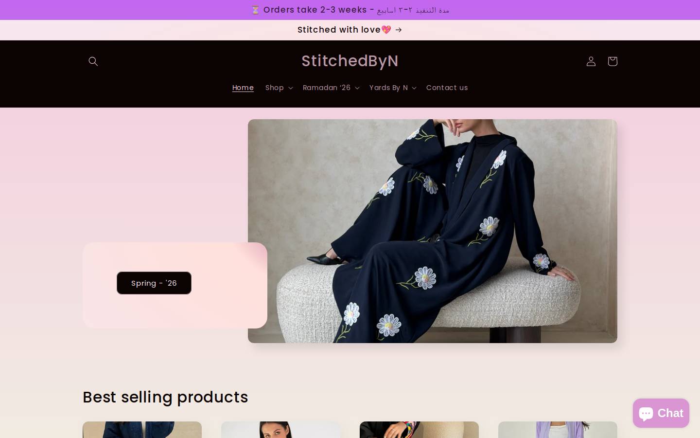 stitchedbyn.com homepage screenshot