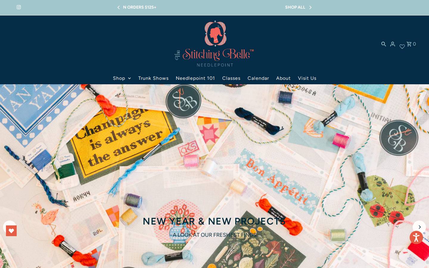 stitchingbellneedlepoint.com homepage screenshot