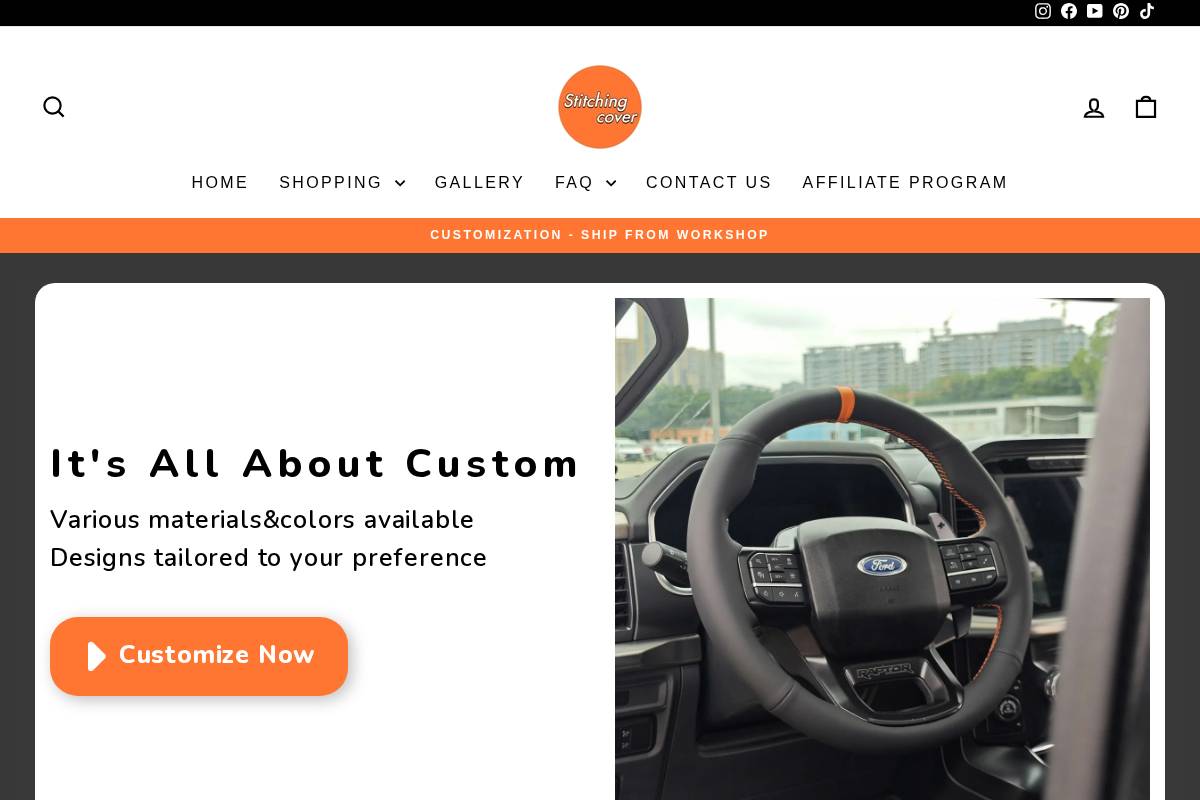 Stitchingcover homepage screenshot