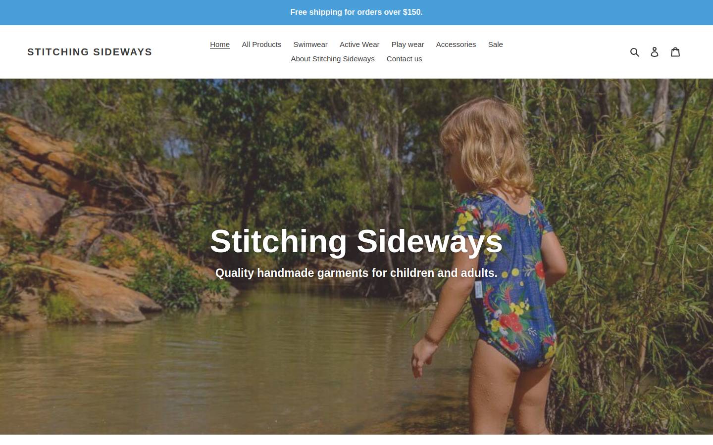 stitchingsideways.com.au homepage screenshot