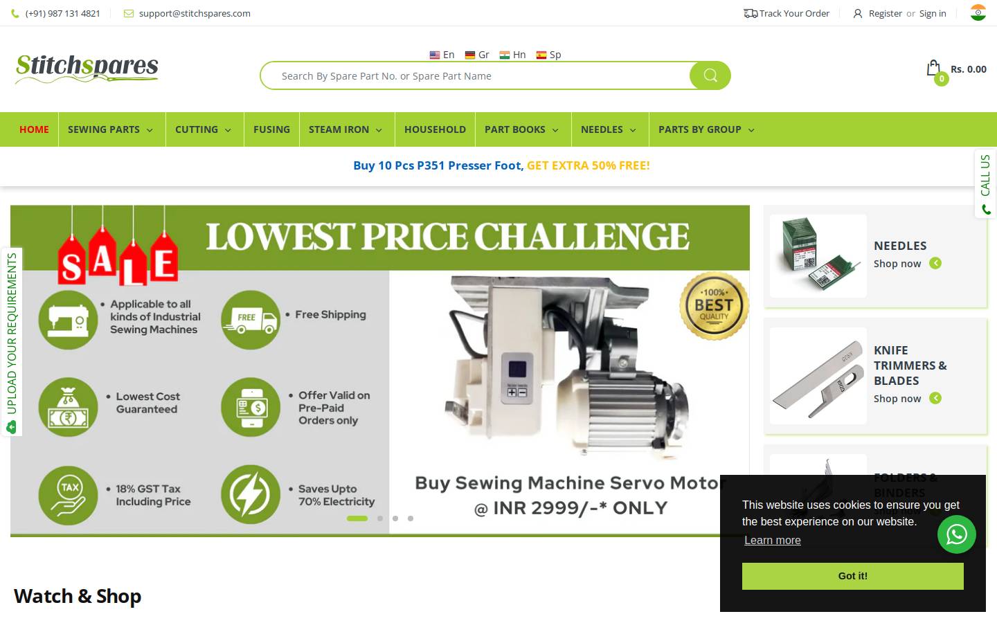 StitchSpares : Your Partner In Every Stitch homepage screenshot