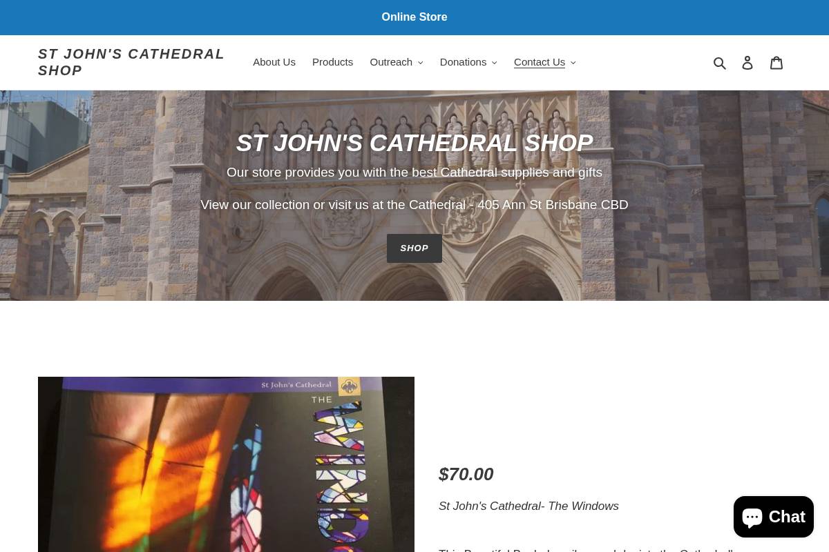 stjohnscathedralshop.com homepage screenshot