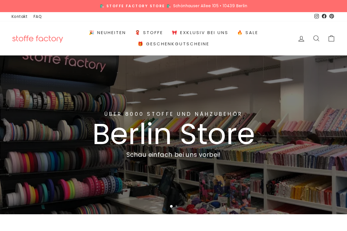 Stoffe Factory homepage screenshot