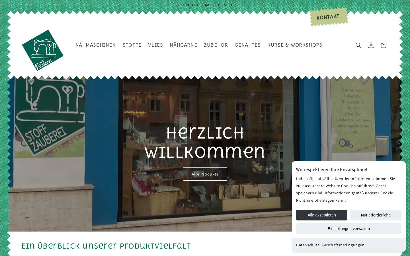 stoffzauberei.at homepage screenshot