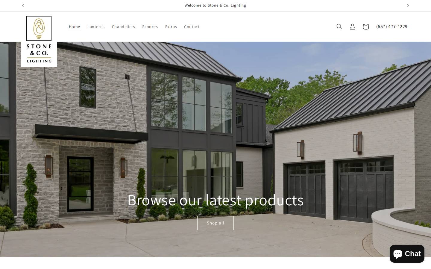 stoneandcolighting.com homepage screenshot