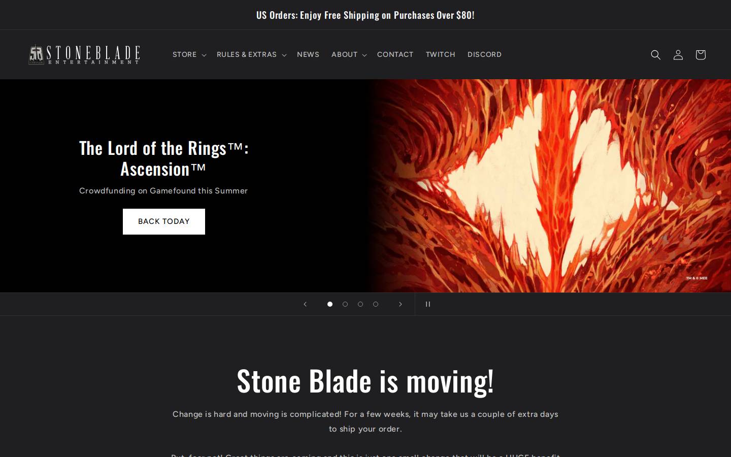 stoneblade.com homepage screenshot
