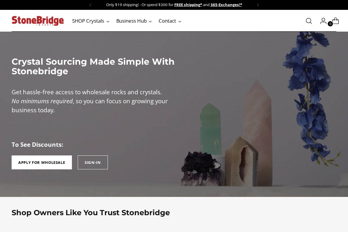 Stonebridge Imports homepage screenshot