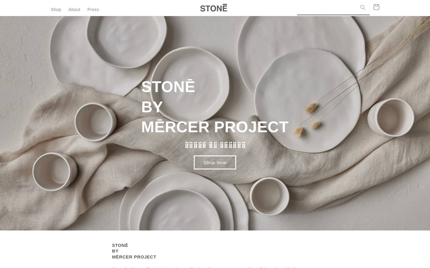 stonebymercerproject.com homepage screenshot
