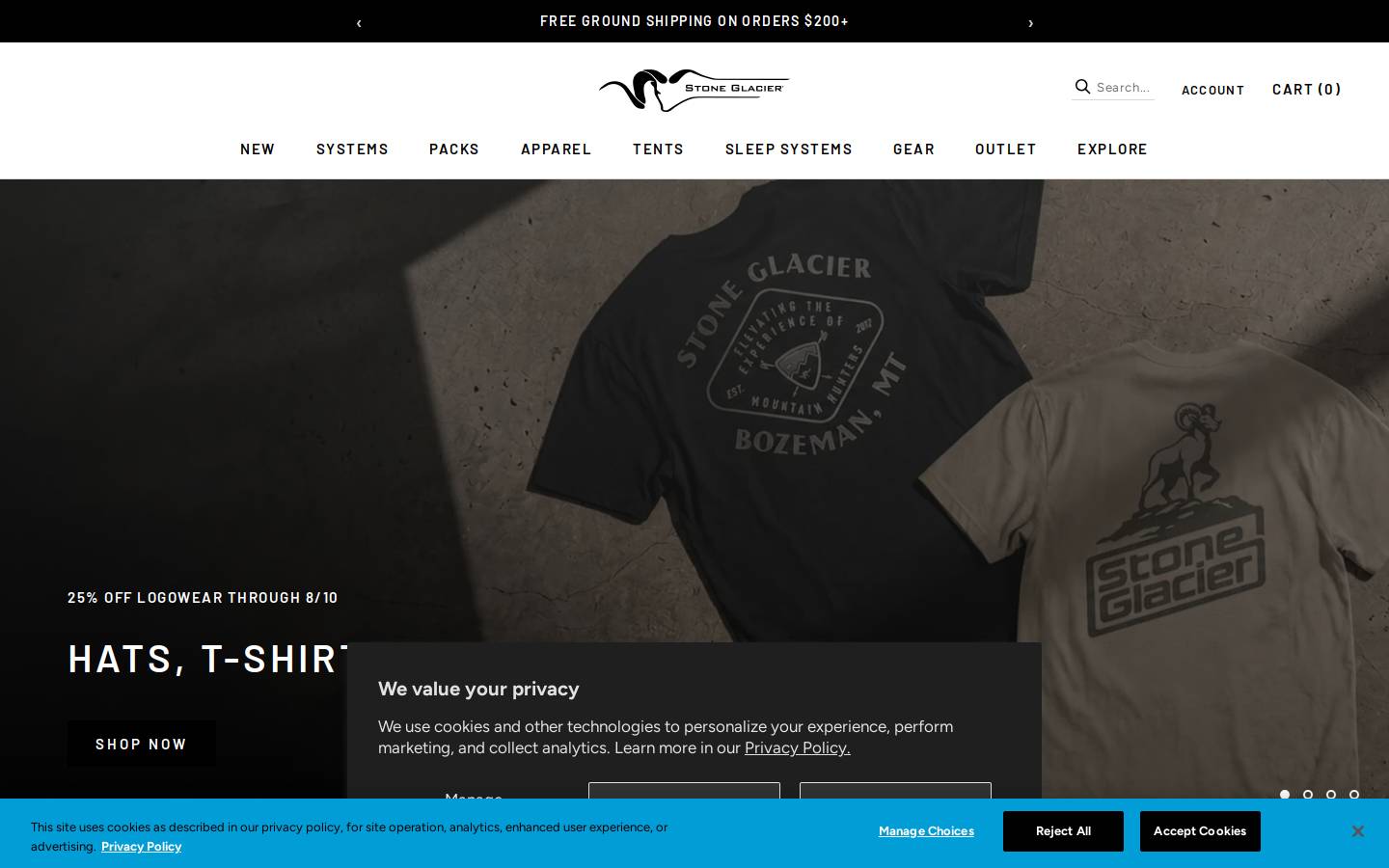 stoneglacier.com homepage screenshot