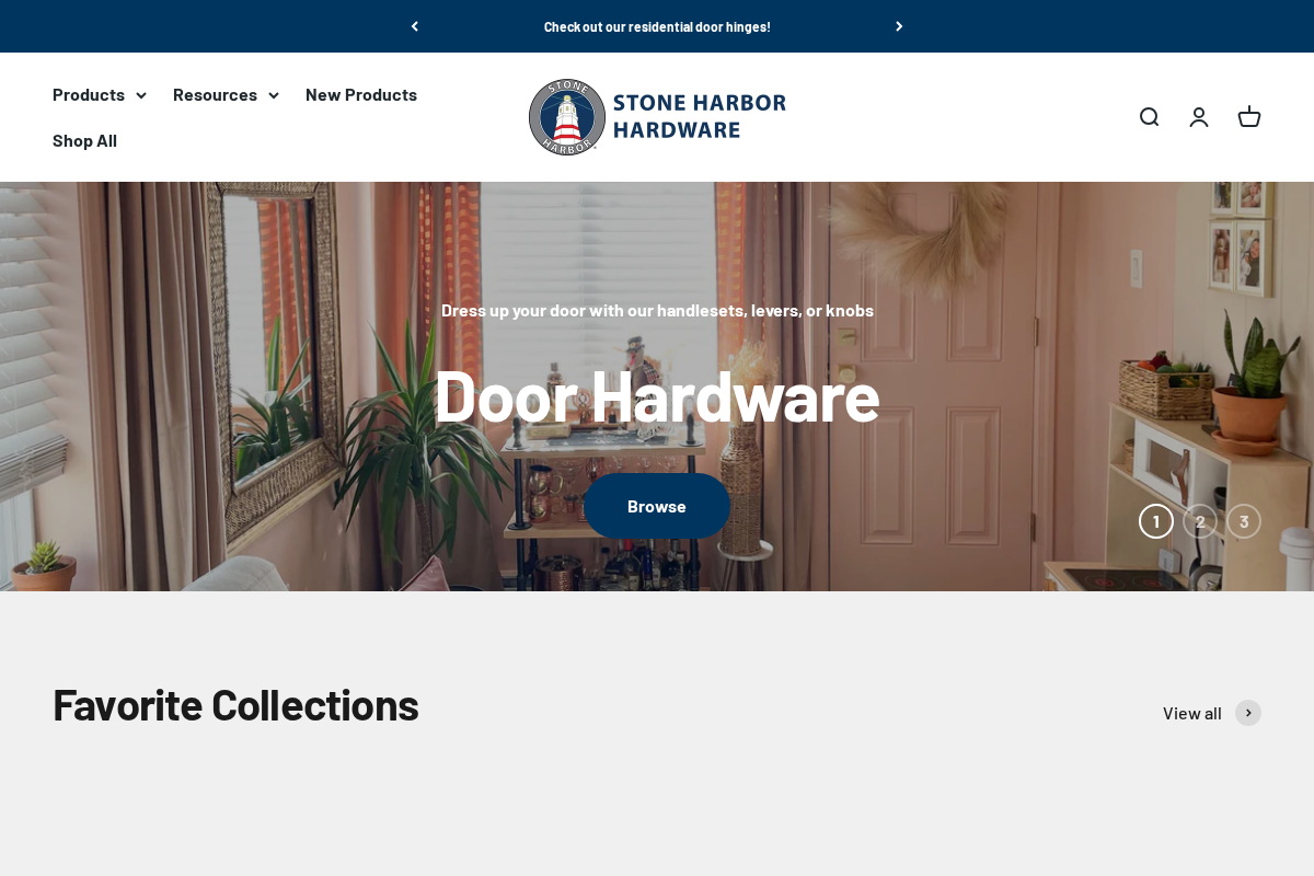 Stone Harbor Hardware homepage screenshot