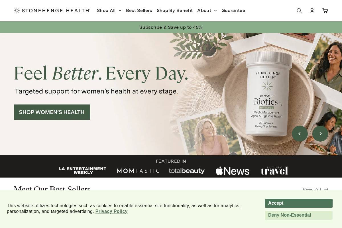 stonehengehealth.com homepage screenshot
