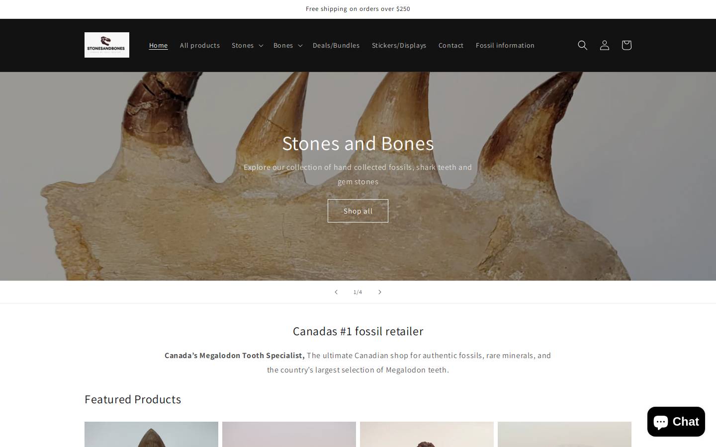 stonesandbones.ca homepage screenshot