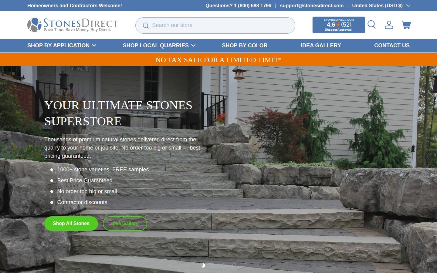 stonesdirect.com homepage screenshot