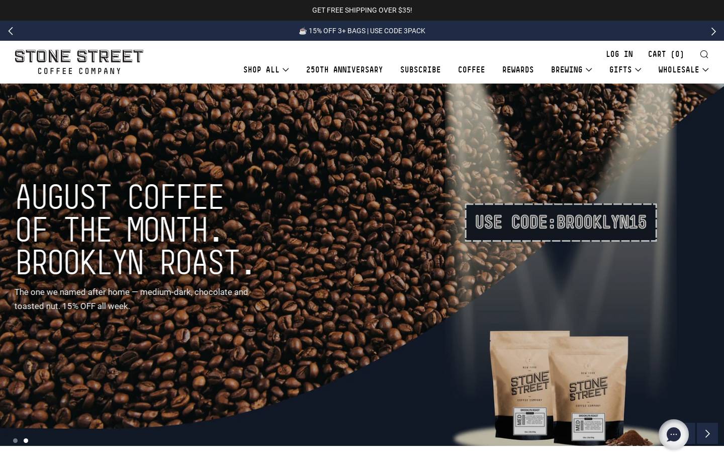 stonestreetcoffee.com homepage screenshot