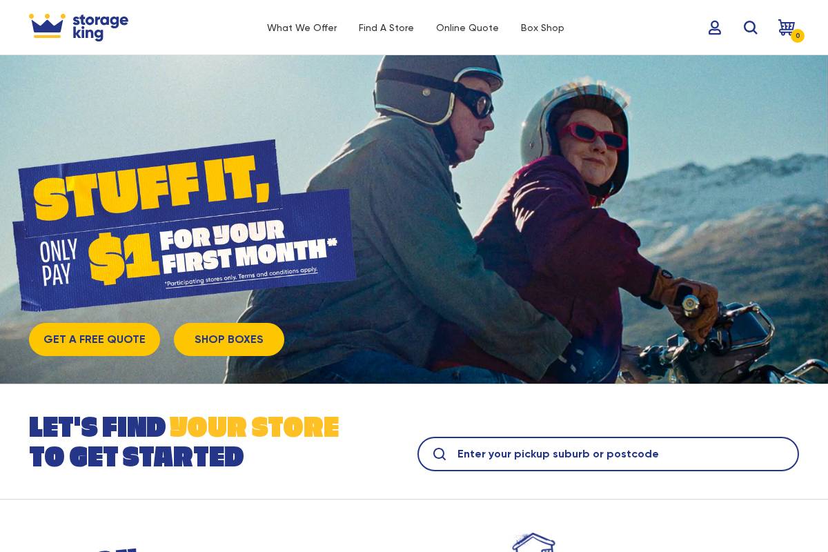 Storage King Australia homepage screenshot