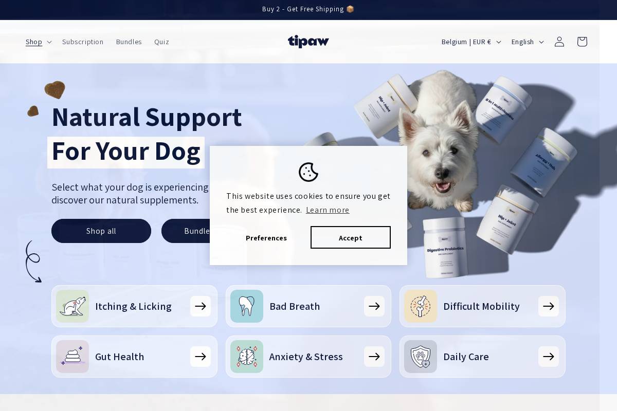 Tipaw Store homepage screenshot