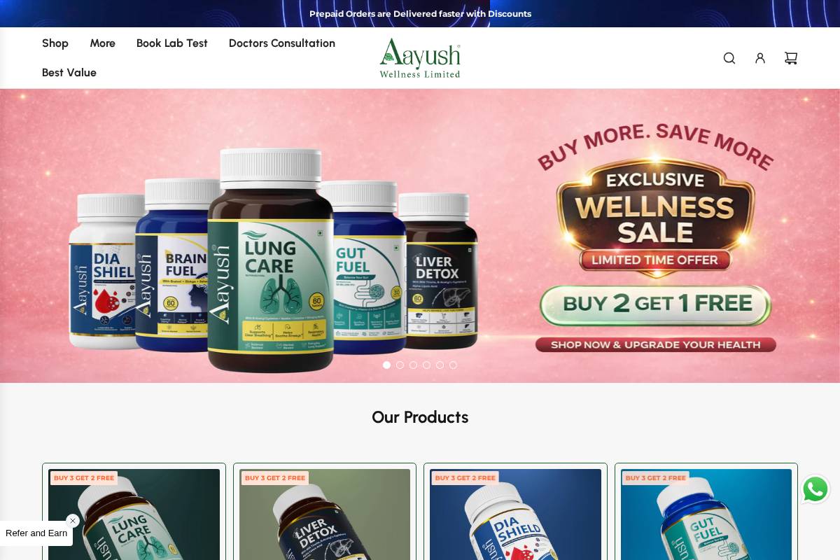 store.aayushwellness.com homepage screenshot
