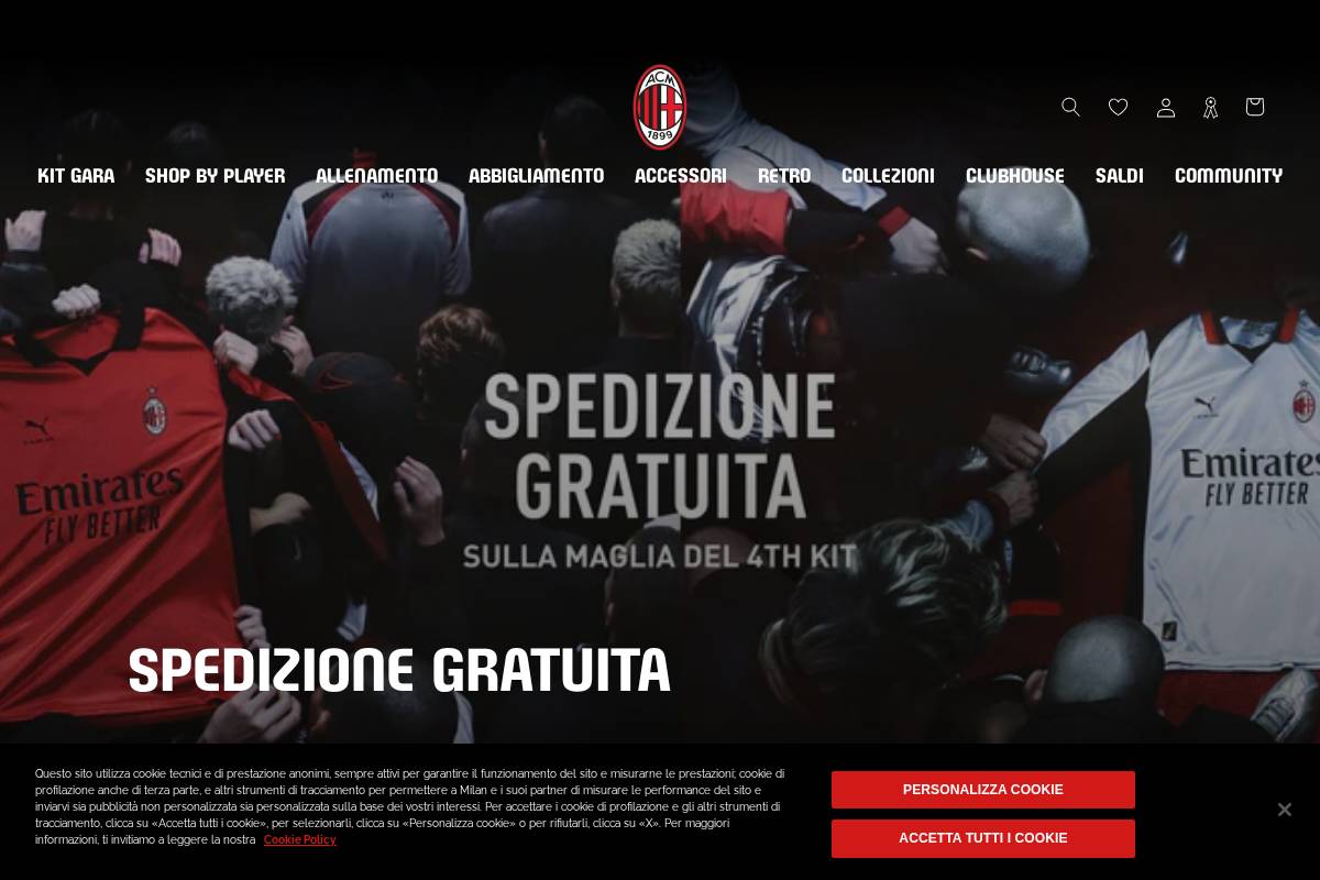 store.acmilan.com homepage screenshot