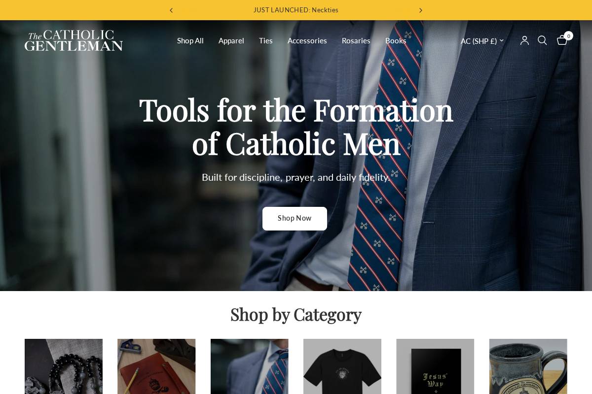 store.catholicgentleman.com homepage screenshot