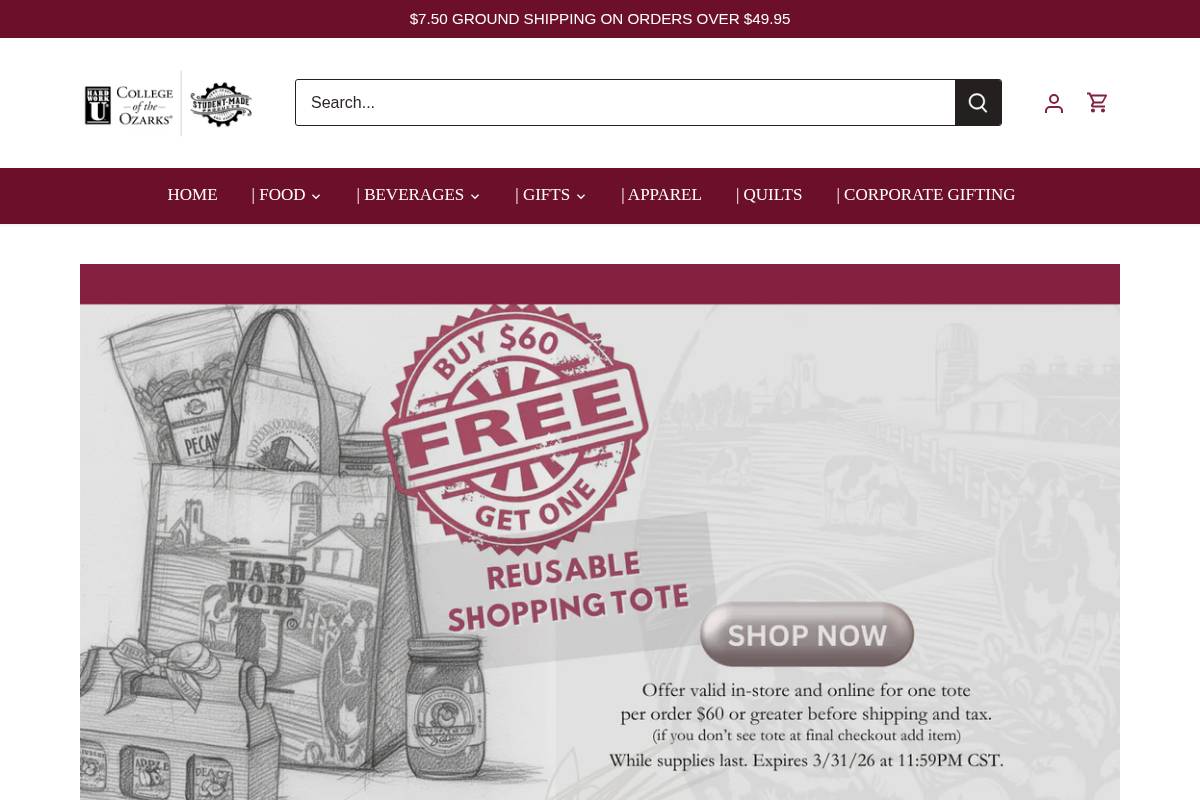 store.cofo.edu homepage screenshot