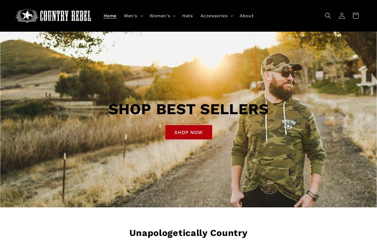 store.countryrebel.com homepage screenshot