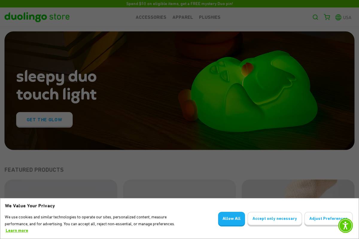 store.duolingo.com homepage screenshot