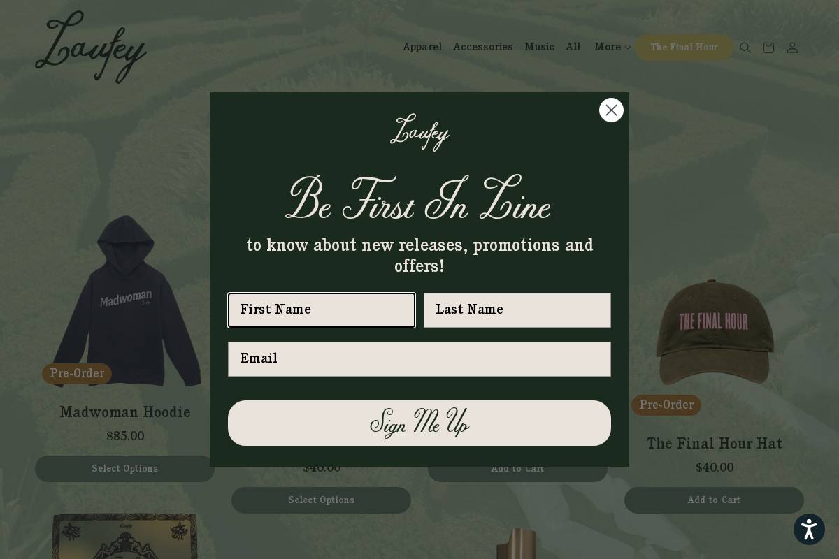 store.laufeymusic.com homepage screenshot