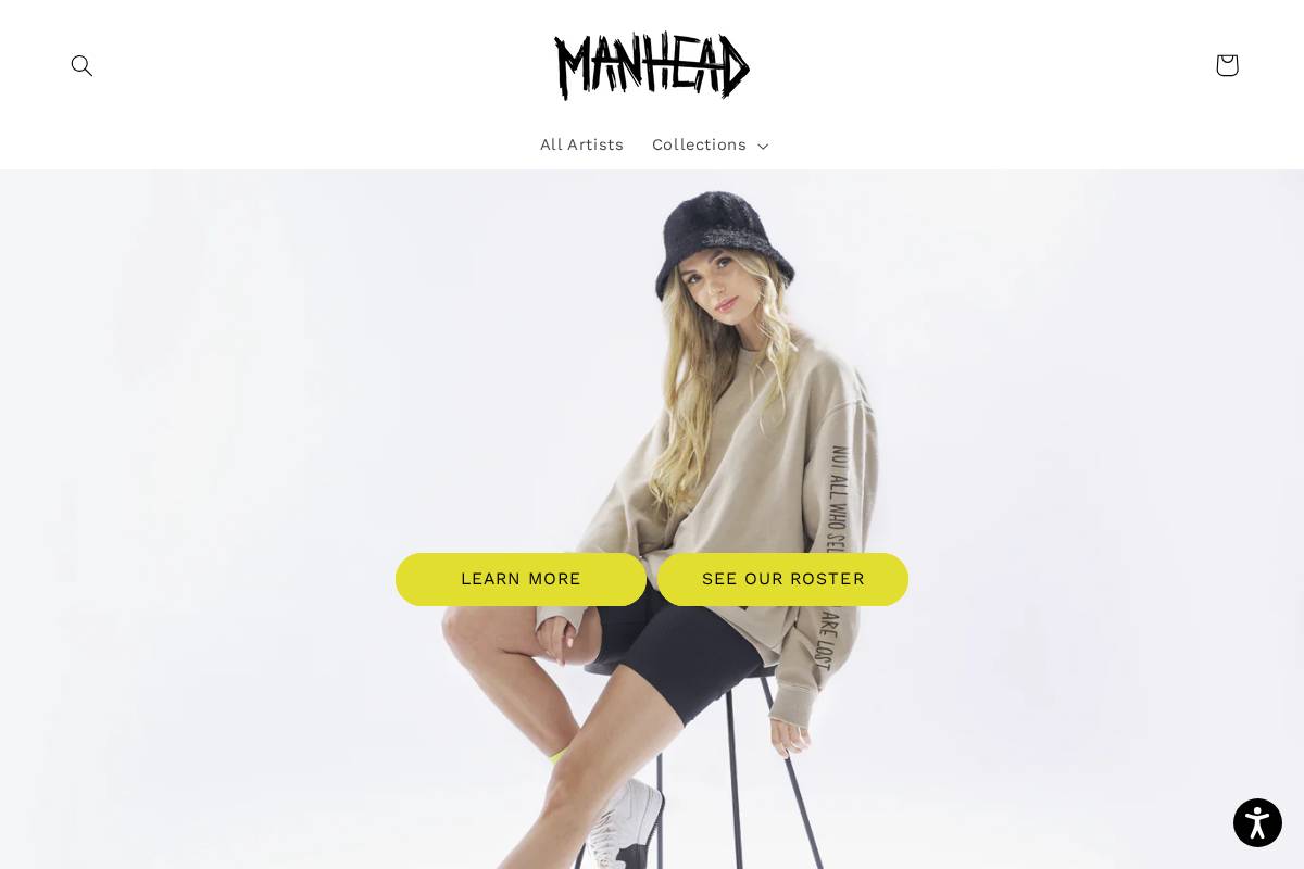 store.manheadmerch.com homepage screenshot