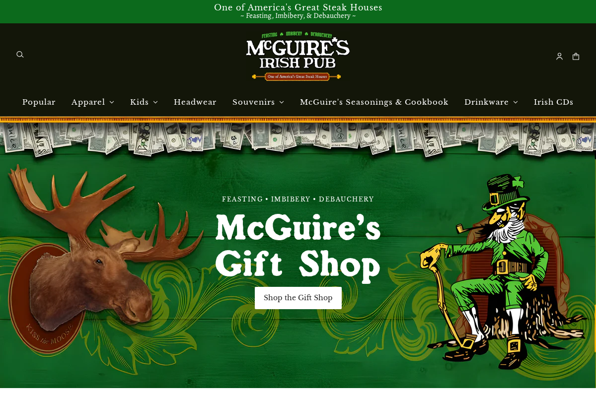 store.mcguiresirishpub.com homepage screenshot