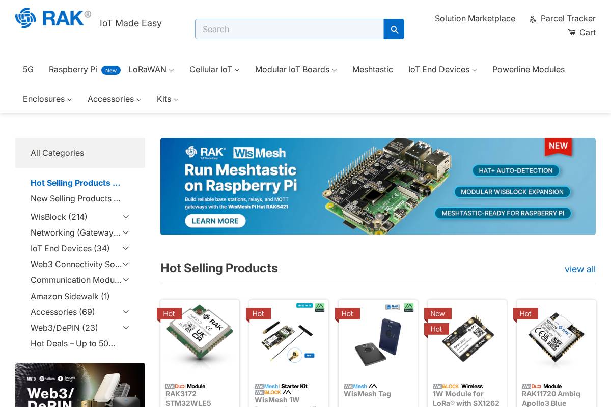 store.rakwireless.com homepage screenshot