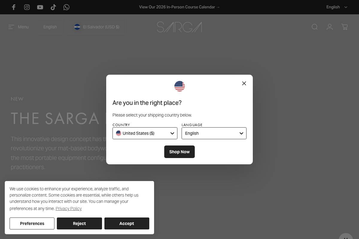 store.sargabodywork.com homepage screenshot