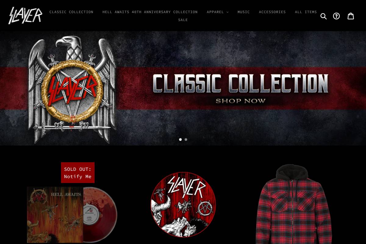 store.slayer.net homepage screenshot