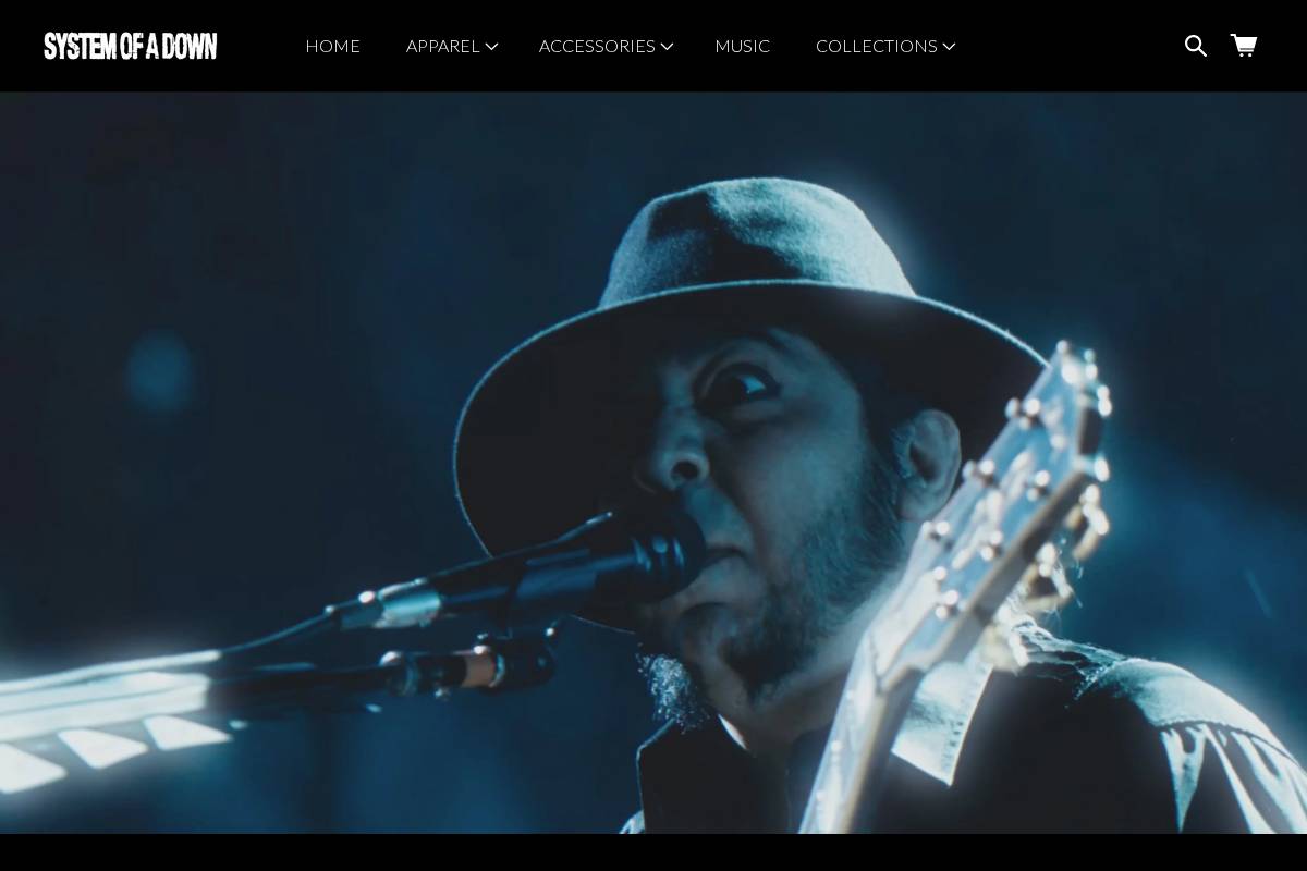 store.systemofadown.com homepage screenshot