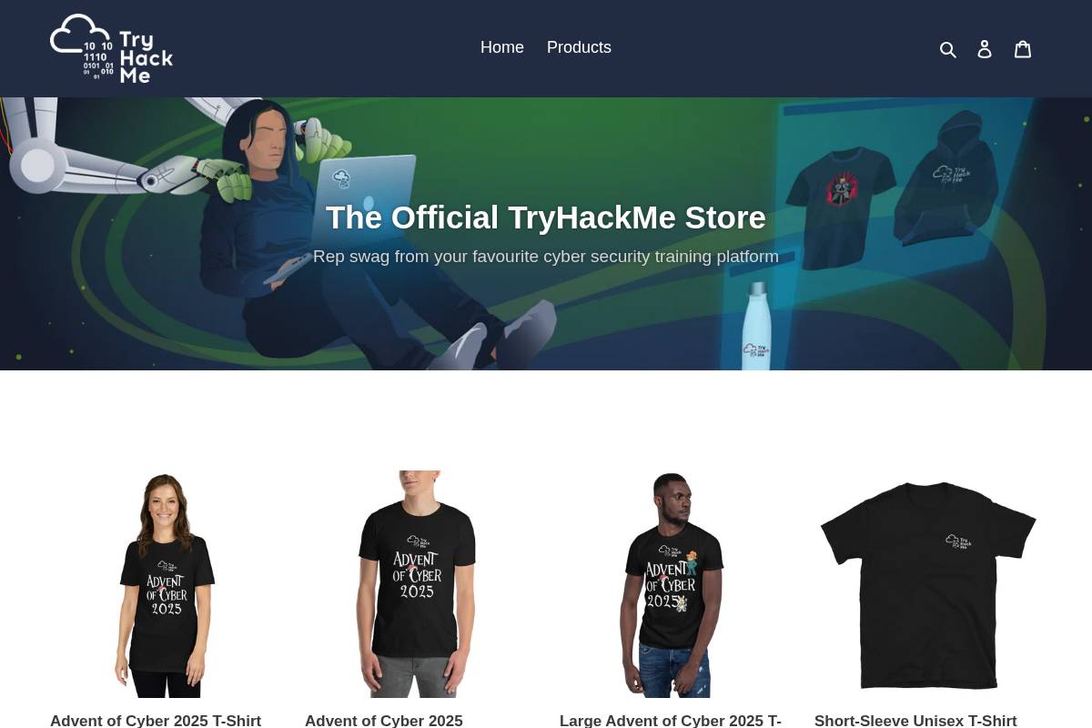 store.tryhackme.com homepage screenshot
